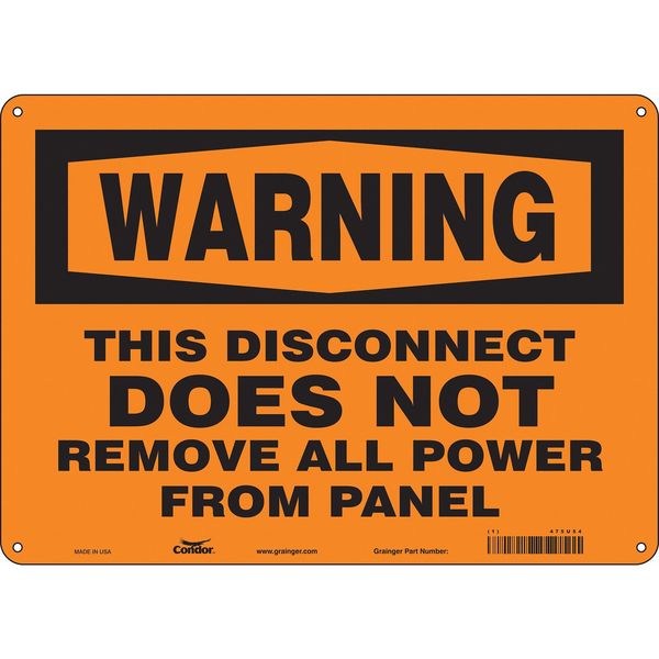 Safety Sign, 10 in Height, 14 in Width, Polyethylene, Horizontal Rectangle, English, 475U54