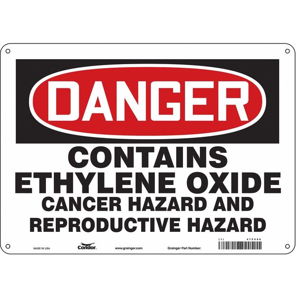 Safety Sign, 10 in Height, 14 in Width, Polyethylene, Horizontal Rectangle, English, 475V80