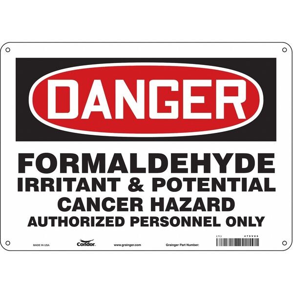 Safety Sign, 10 in Height, 14 in Width, Polyethylene, Horizontal Rectangle, English, 475V86