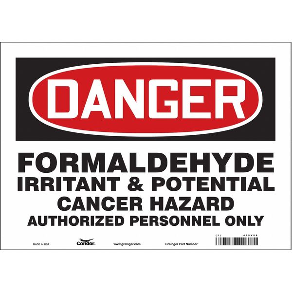 Safety Sign, 10 in Height, 14 in Width, Vinyl, Horizontal Rectangle, English, 475V88