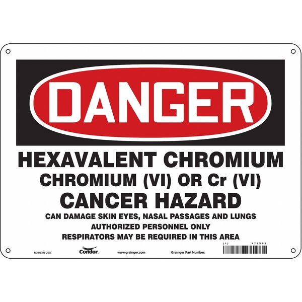Safety Sign, 10 in Height, 14 in Width, Polyethylene, Horizontal Rectangle, English, 475V92