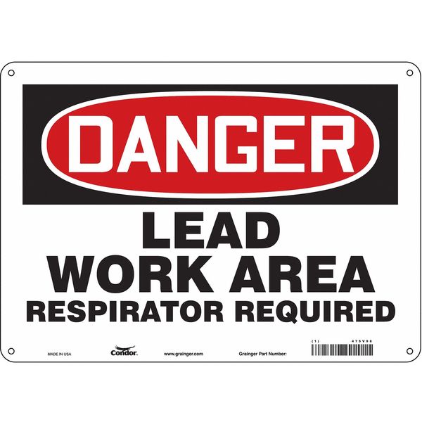 Safety Sign, 10 in Height, 14 in Width, Polyethylene, Horizontal Rectangle, English, 475V98