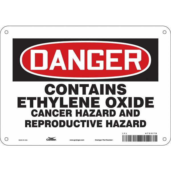 Safety Sign, 7 in Height, 10 in Width, Polyethylene, Vertical Rectangle, English, 475V79