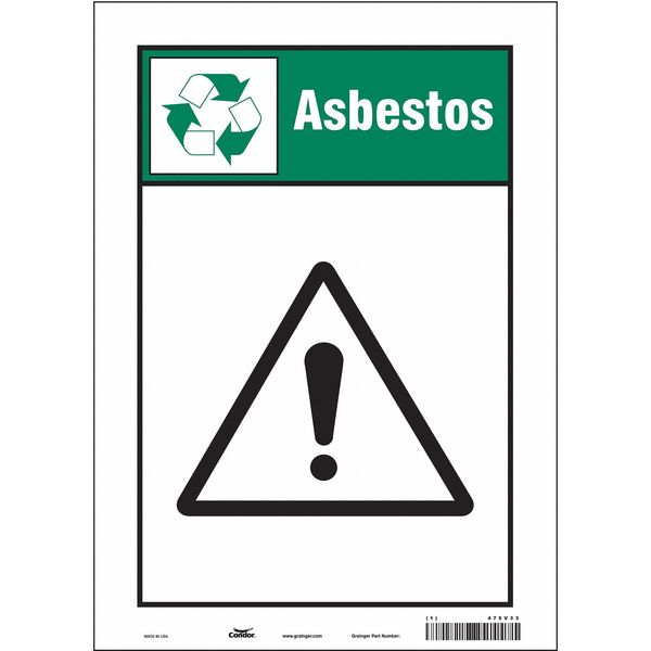 Safety Sign, 14 in Height, 10 in Width, Vinyl, Vertical Rectangle, English, 475V33