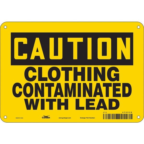 Safety Sign, 7 in Height, 10 in Width, Polyethylene, Vertical Rectangle, English, 475V36
