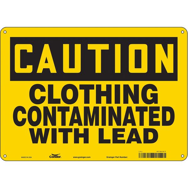 Safety Sign, 10 in Height, 14 in Width, Polyethylene, Horizontal Rectangle, English, 475V37