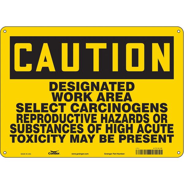 Safety Sign, 10 in Height, 14 in Width, Polyethylene, Horizontal Rectangle, English, 475V49