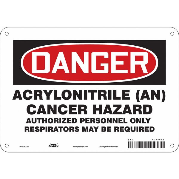 Safety Sign, 7 in Height, 10 in Width, Polyethylene, Vertical Rectangle, English, 475V66
