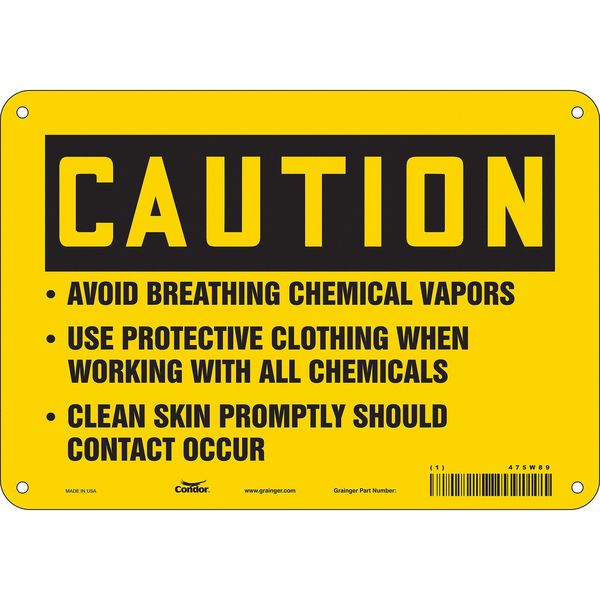 Chemical Sign, 7 in H, 10 in W, Vinyl, Vertical Rectangle, English, 475W89