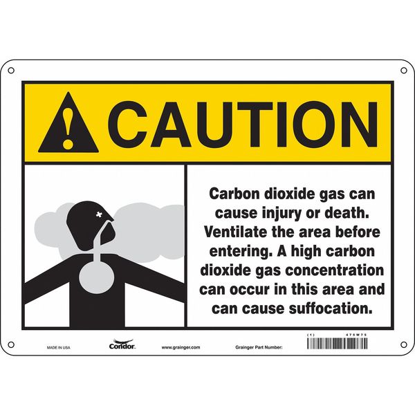 Safety Sign, 10 in Height, 14 in Width, Vinyl, Horizontal Rectangle, English, 475W75