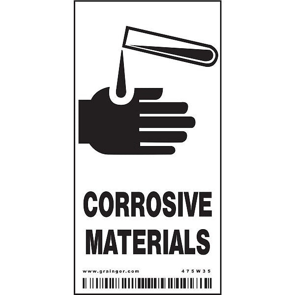 Safety Sign, 4 in H, 2 in W, Vinyl, Vertical Rectangle, English, 475W35