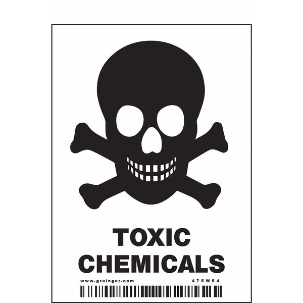Safety Sign, 4 in H, 2 in W, Vinyl, Vertical Rectangle, English, 475W54