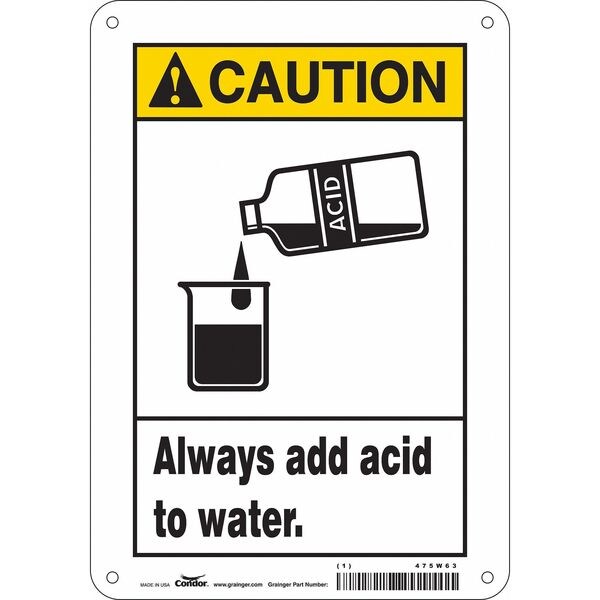 Safety Sign, 10 in Height, 7 in Width, Polyethylene, Horizontal Rectangle, English, 475W63