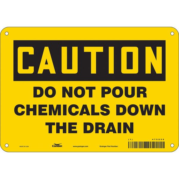 Chemical Sign, 7 in H, 10 in W, Polyethylene, Vertical Rectangle, English, 475X59