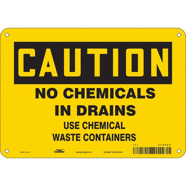 Chemical Sign, 7 in H, 10 in W, Polyethylene, Vertical Rectangle, English, 475X65
