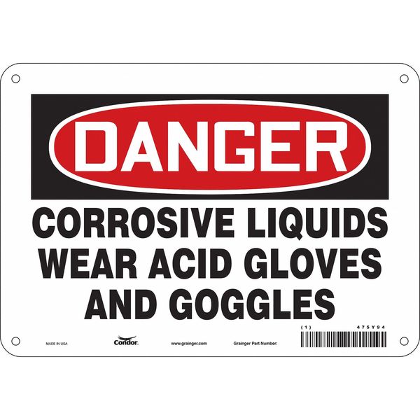 Chemical Sign, 7 in Height, 10 in Width, Polyethylene, Vertical Rectangle, English