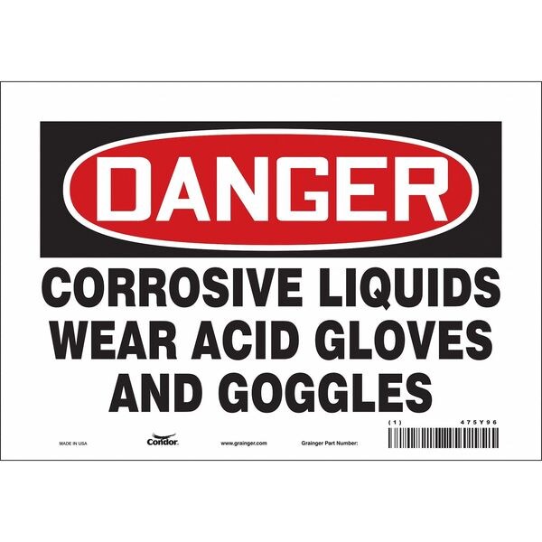 Safety Sign, 7 in Height, 10 in Width, Vinyl, Vertical Rectangle, English, 475Y96