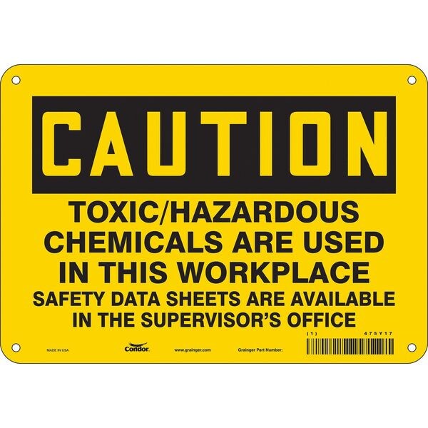 Chemical Sign, 7 in H, 10 in W, Polyethylene, Vertical Rectangle, English, 475Y17