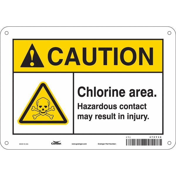 Chemical Sign, 7 in H, 10 in W, Polyethylene, Vertical Rectangle, English, 475Y36