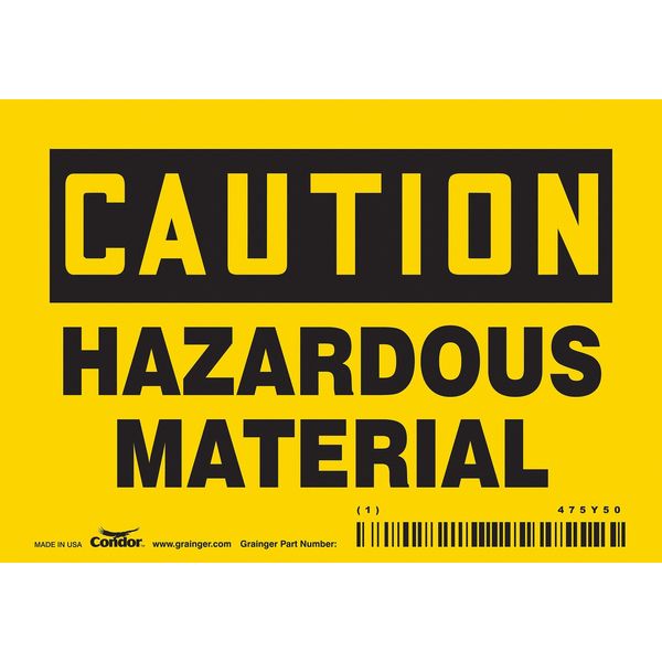 Chemical Sign, 3 1/2 in H, 5 in W, Vinyl, Horizontal Rectangle, English, 475Y50