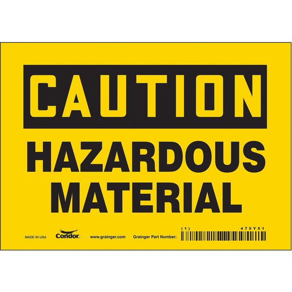Safety Sign, 5 in Height, 7 in Width, Vinyl, Horizontal Rectangle, English, 475Y51