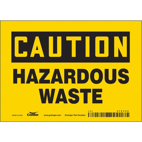Chemical Sign, 5 in H, 7 in W, Vinyl, Horizontal Rectangle, English, 475Y59