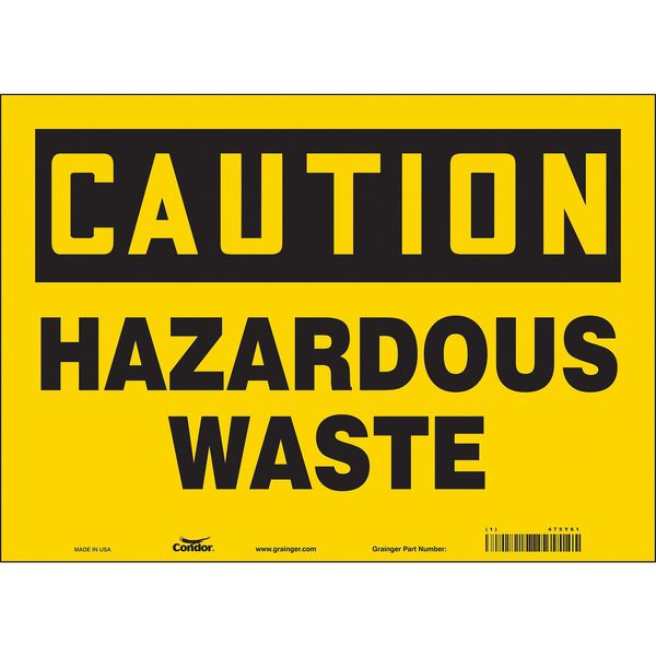 Chemical Sign, 10 in H, 14 in W, Vinyl, Horizontal Rectangle, English, 475Y61