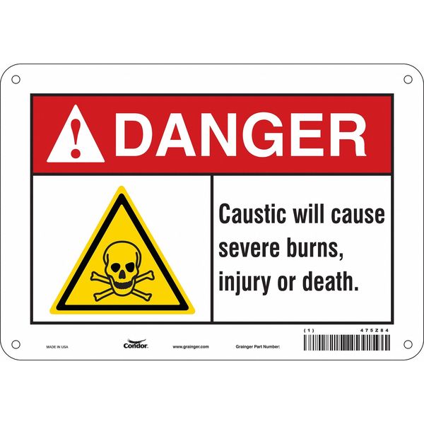 Chemical Sign, 7 in H, 10 in W, Polyethylene, Vertical Rectangle, English, 475Z84