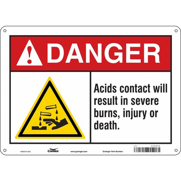 Safety Sign, 10 in Height, 14 in Width, Polyethylene, Horizontal Rectangle, English, 475Z72
