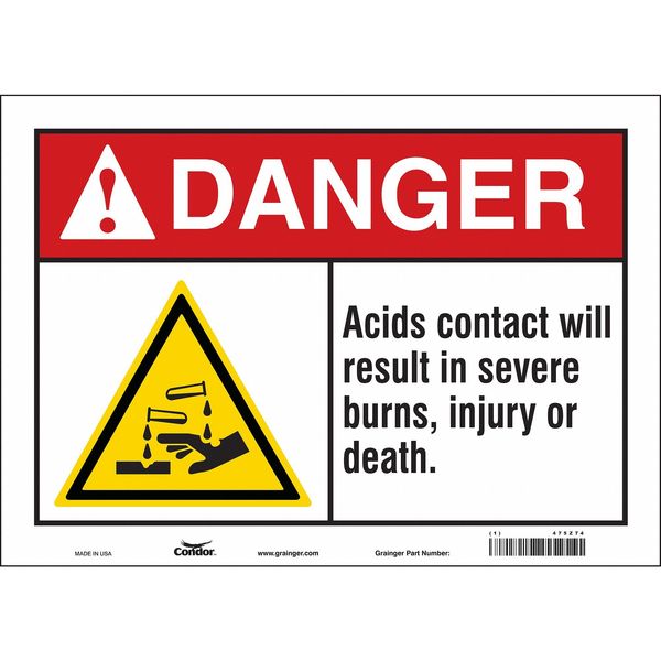 Safety Sign, 10 in Height, 14 in Width, Vinyl, Horizontal Rectangle, English, 475Z74