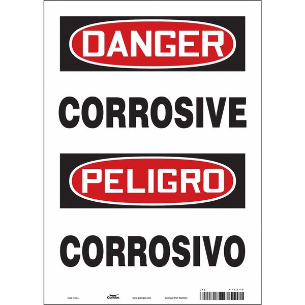 Chemical Sign, 14 in H, 10 in W, Vinyl, Vertical Rectangle, English, Spanish, 475Z10