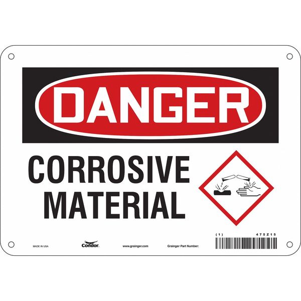 Chemical Sign, 7 in H, 10 in W, Polyethylene, Vertical Rectangle, English, 475Z15