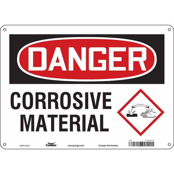 Chemical Sign, 10 in H, 14 in W, Polyethylene, Horizontal Rectangle, English, 475Z16