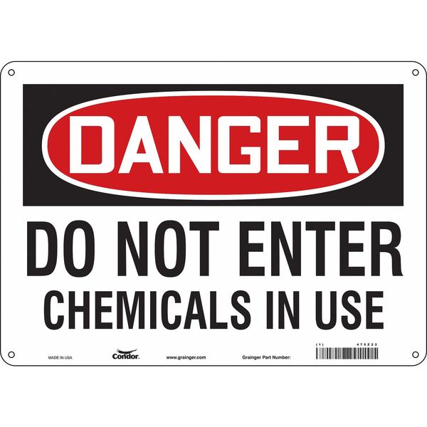 Chemical Sign, 10 in H, 14 in W, Polyethylene, Horizontal Rectangle, English, 475Z22