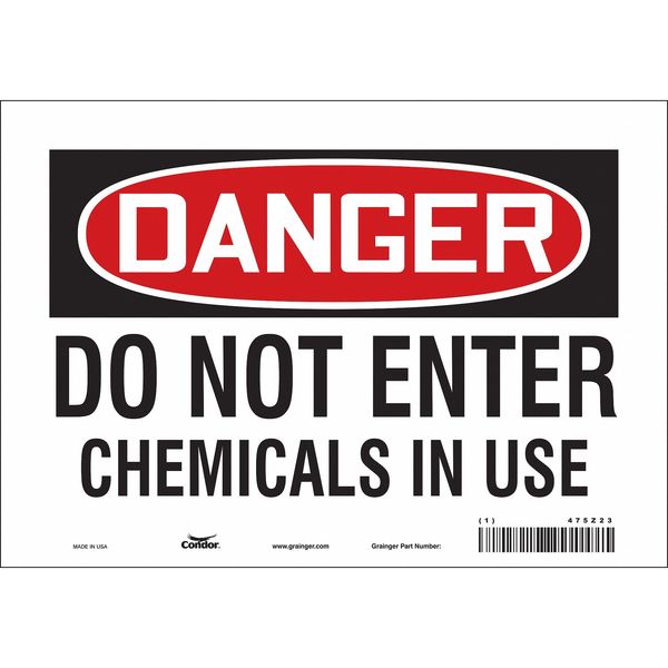 Chemical Sign, 7 in H, 10 in W, Vinyl, Vertical Rectangle, English, 475Z23