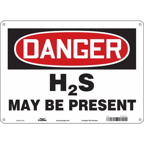 Chemical Sign, 10 in H, 14 in W, Polyethylene, Horizontal Rectangle, English, 475Z41