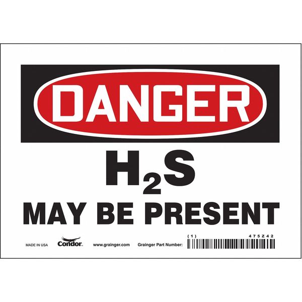 Safety Sign, 5 in Height, 7 in Width, Vinyl, Horizontal Rectangle, English, 475Z42
