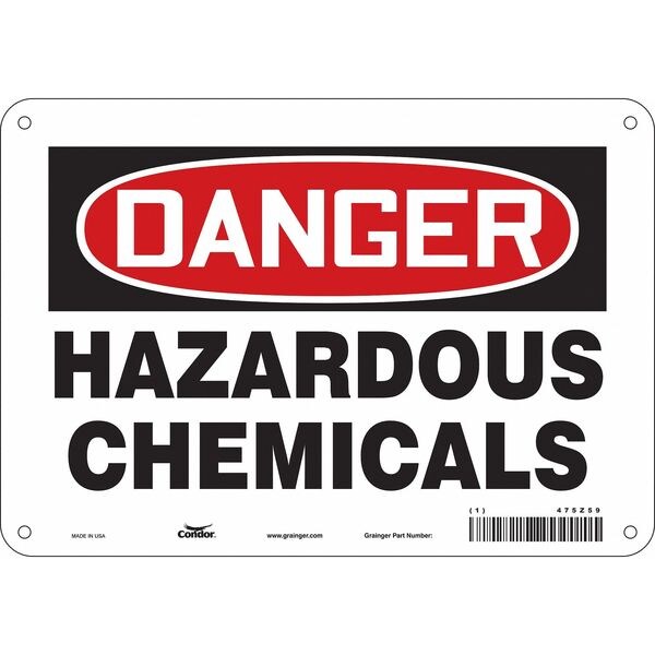 Chemical Sign, 7 in H, 10 in W, Vinyl, Vertical Rectangle, English, 475Z59