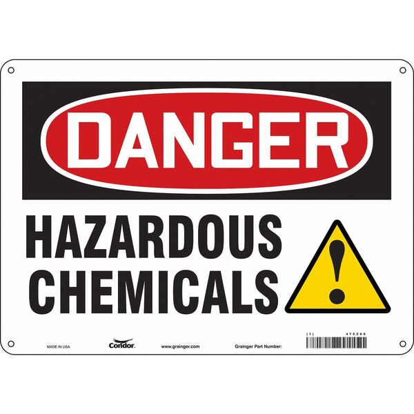 Chemical Sign, 10 in H, 14 in W, Polyethylene, Horizontal Rectangle, English, 475Z66