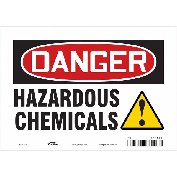 Chemical Sign, 7 in H, 10 in W, Vinyl, Vertical Rectangle, English, 475Z67