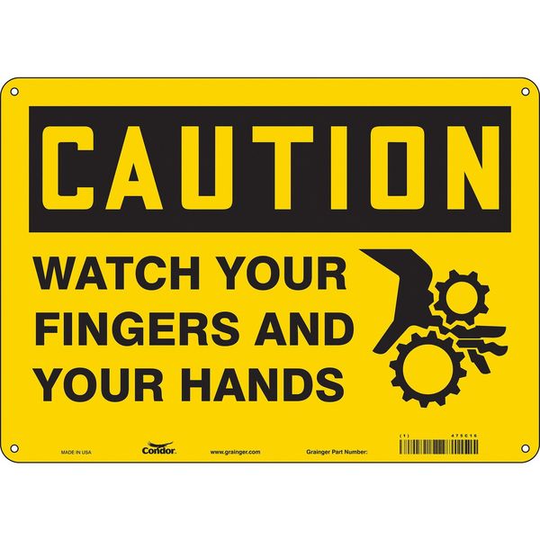 Safety Sign, 10 in Height, 14 in Width, Polyethylene, Horizontal Rectangle, English, 475C16