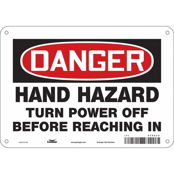 Safety Sign, 7 in Height, 10 in Width, Vinyl, Vertical Rectangle, English, 475C33