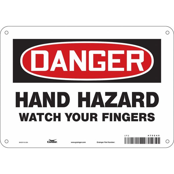 Safety Sign, 7 in Height, 10 in Width, Polyethylene, Vertical Rectangle, English, 475C45
