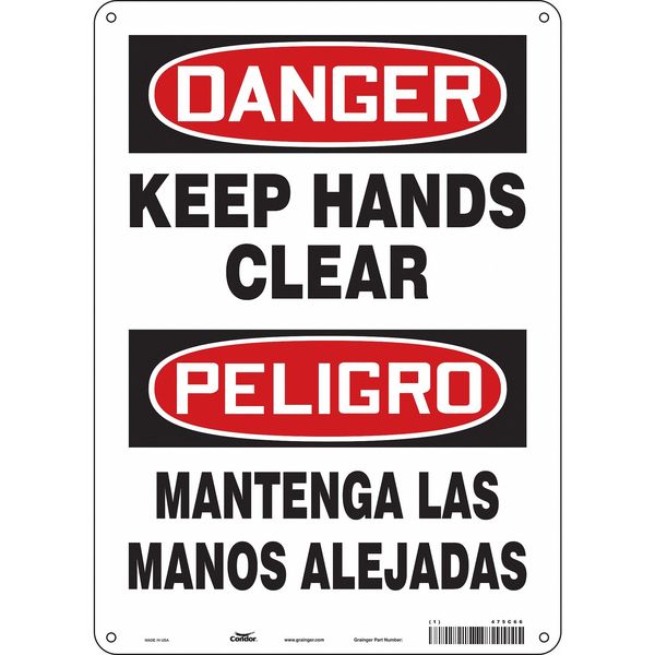 Safety Sign, 14 in Height, 10 in Width, Polyethylene, Vertical Rectangle, English, Spanish