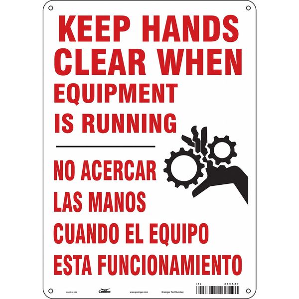 Safety Sign, 14 in Height, 10 in Width, Polyethylene, Vertical Rectangle, English, Spanish