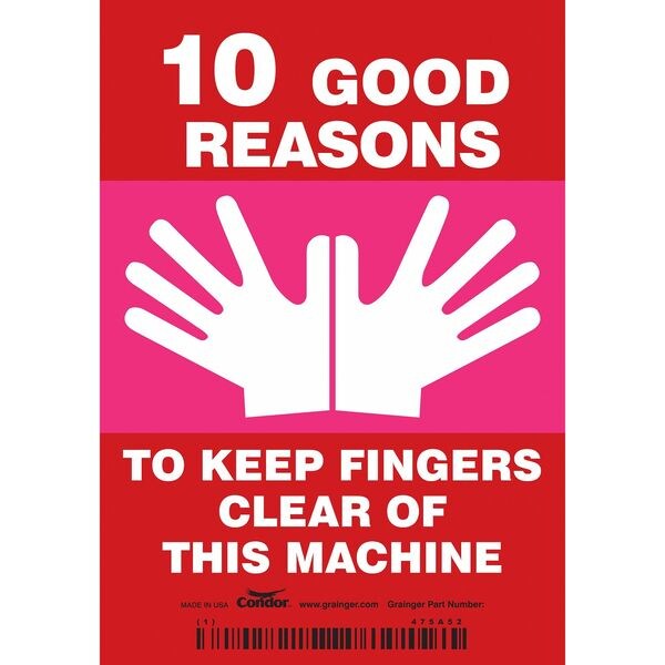 Safety Sign, 5 in Height, 3 1/2 in Width, Vinyl, Vertical Rectangle, English