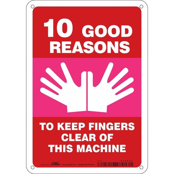 Safety Sign, 10 in Height, 7 in Width, Polyethylene, Horizontal Rectangle, English, 475A53