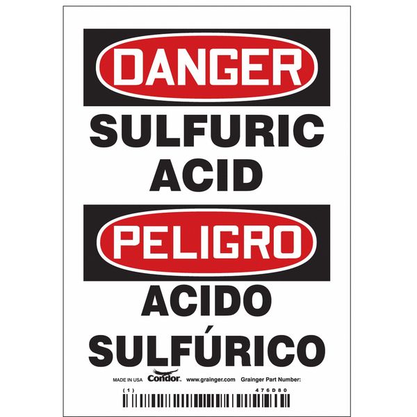 Safety Sign, 5 in Height, 3 1/2 in Width, Vinyl, Vertical Rectangle, Spanish