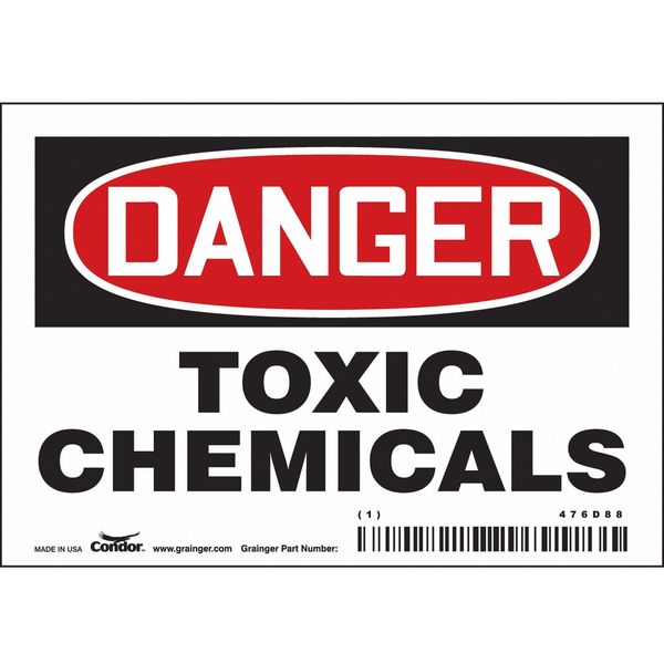 Safety Sign, 3 1/2 in Height, 5 in Width, Vinyl, Horizontal Rectangle, English, 476D88