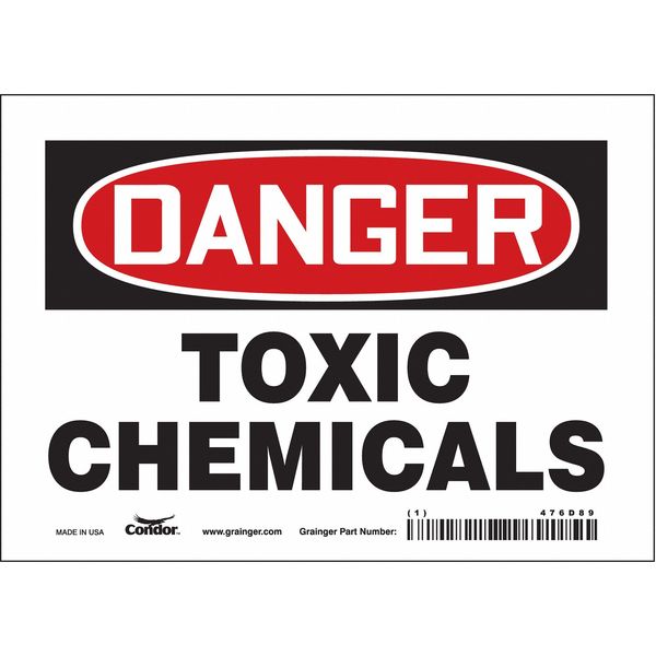 Chemical Sign, 5 in H, 7 in W, Vinyl, Horizontal Rectangle, English, 476D89